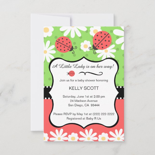 Invitation de Baby shower de Ladybug - Chaux et Ro (Devant)