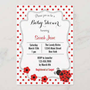 Invitation de Baby shower de Ladybug Polkadot