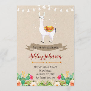 Invitation de baby shower de lama