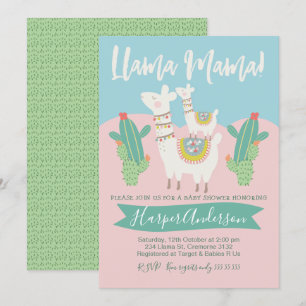 Invitation de baby shower de lama et de cactus