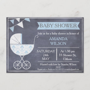Invitation de baby shower de landau de garçons de