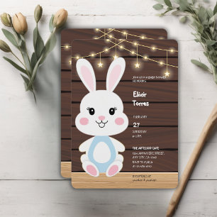 Invitation de Baby shower de lapin blanc rustique