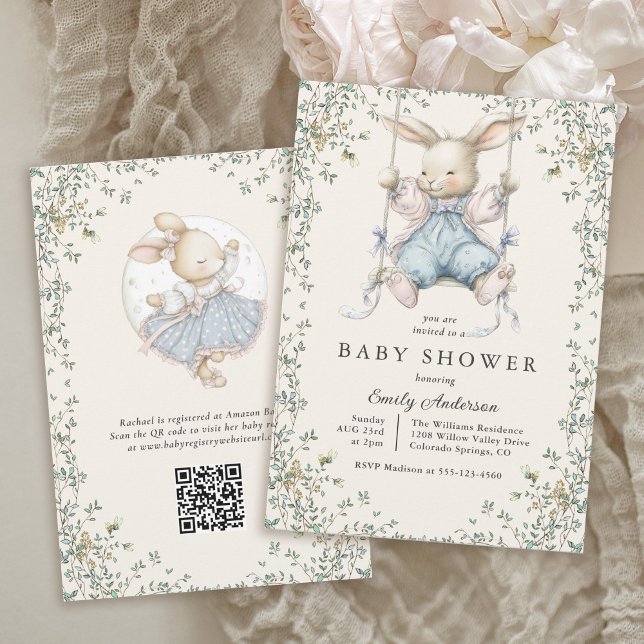 Invitation de baby shower de lapin de conte de fée (Available in both printed and instant download formats.)