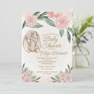 Invitation de Baby shower de lapin doux