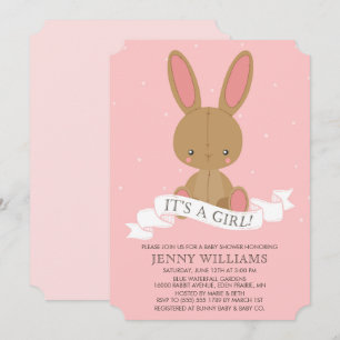 Invitation de Baby shower de lapin fourré Brown