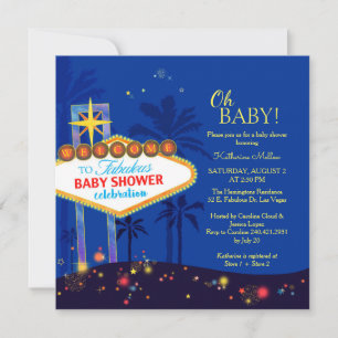 Invitation de baby shower de Las Vegas de bleu