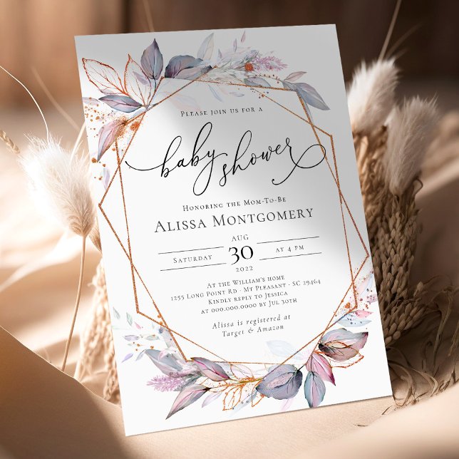 Invitation de Baby shower de lavande violet géomét (Créateur téléchargé)