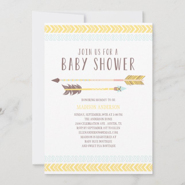 Invitation de baby shower de l'Aztèque | (Devant)