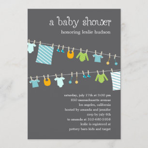 Invitation de Baby shower de ligne de linge chic (