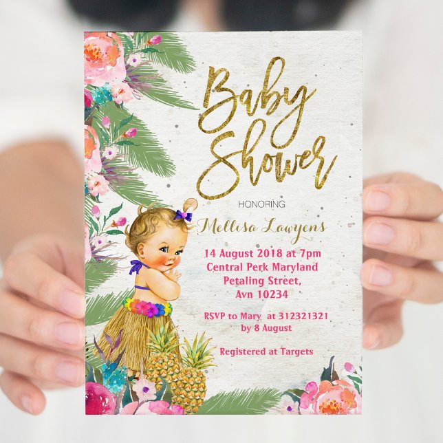 Invitation de Baby shower de Luau Hawaiian (Créateur téléchargé)