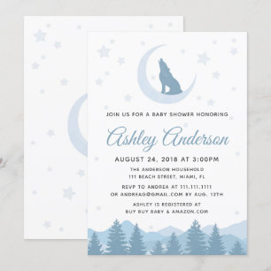 Invitation de baby shower de lune de loup