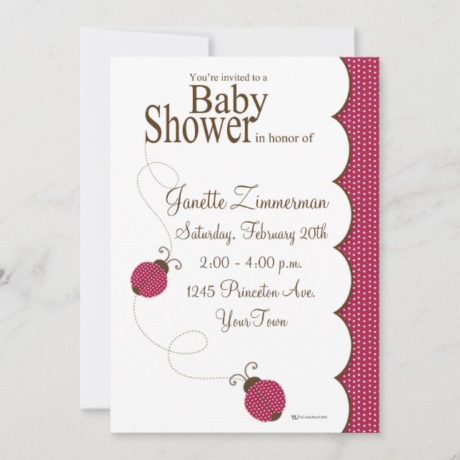 Invitation de baby shower de Madame Bug (Devant)