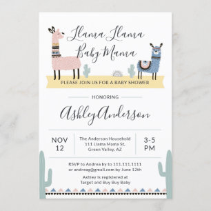 Invitation de baby shower de maman Alpaca de lama