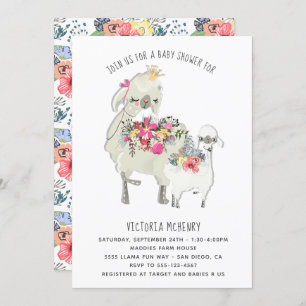Invitation de baby shower de maman de lama