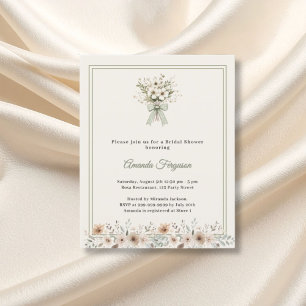 Invitation de baby shower de mariage à fleurs vert