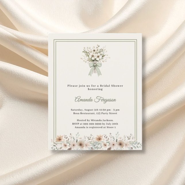 Invitation de baby shower de mariage à fleurs vert (Créateur téléchargé)