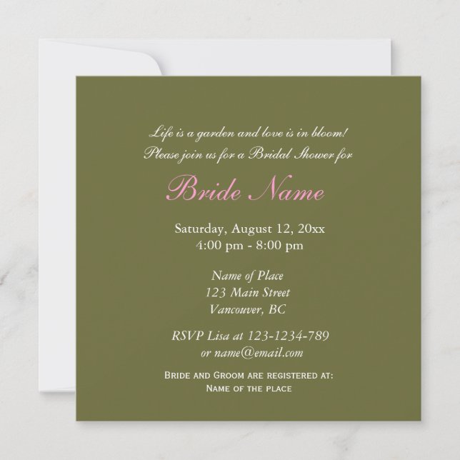 Invitation de baby shower de mariage à la fleur d' (Devant)