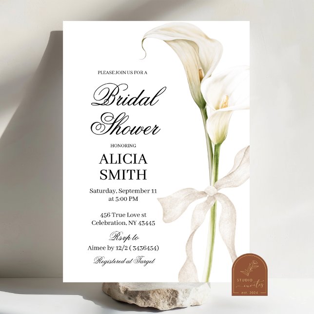 Invitation de baby shower de mariage au lys calla  (Créateur téléchargé)