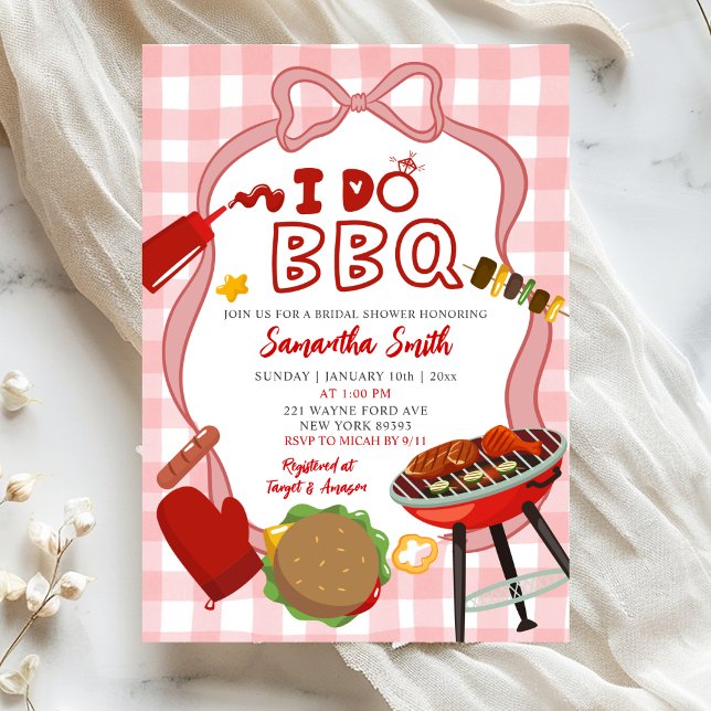 Invitation de baby shower de mariage BBQ Gingham r (Créateur téléchargé)