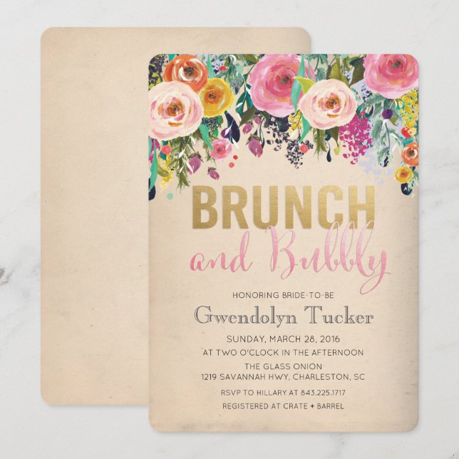 Invitation de Baby Shower de mariage Brunch et Bub (Devant / Derrière)