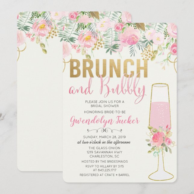 Invitation de Baby Shower de mariage Brunch et Bub (Devant / Derrière)