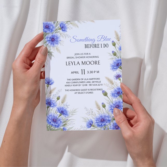 Invitation de Baby Shower de mariage Quelque Chose (Bridal Shower Something Blue Cornflower Invitation
)