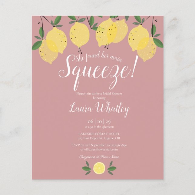 Invitation de Baby Shower de mariage Rose Poussiér (Devant)