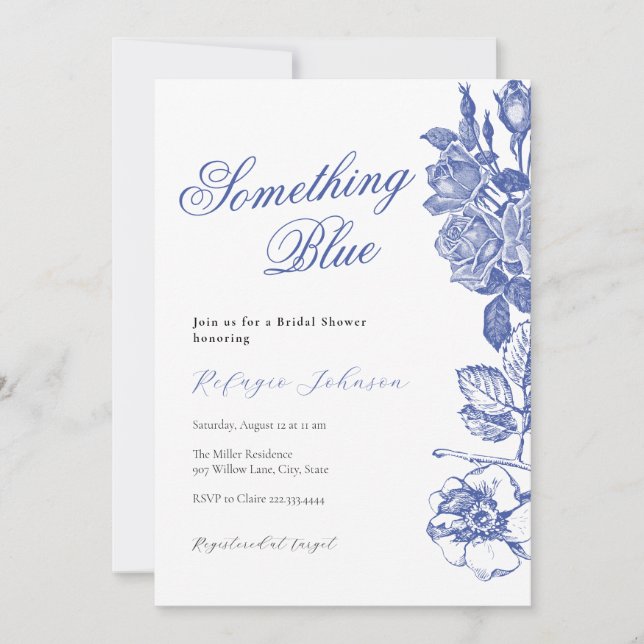 Invitation de Baby Shower de mariage Something Blu (Devant)