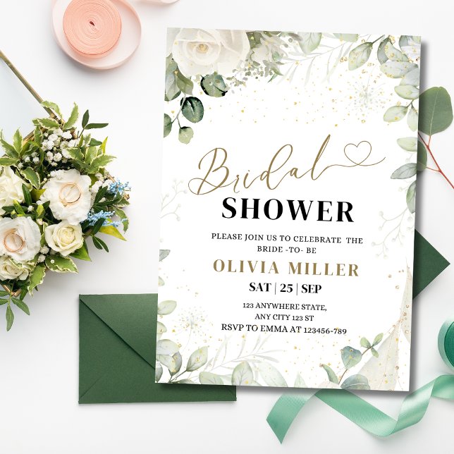 Invitation de Baby Shower de mariage Vert et Or, E (Créateur téléchargé)
