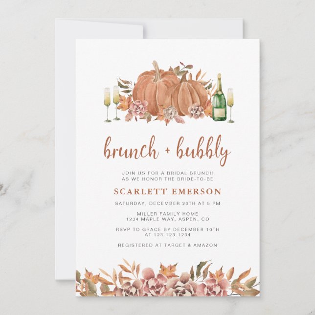 Invitation de Baby Shower de Mariée Brunch d'Autom (Devant)