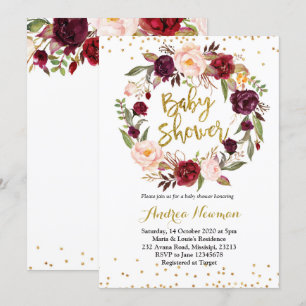 invitation de baby shower de marsala de Bourgogne