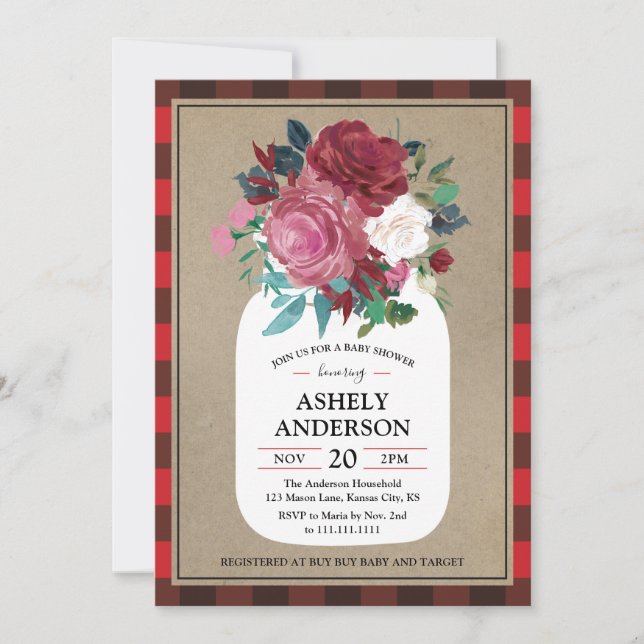 Invitation de Baby shower de Mason Jar (Devant)