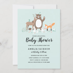 Invitation de Baby shower de menthe de bois doux