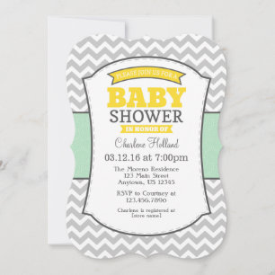 Invitation de Baby shower de Mint Gray Jaune