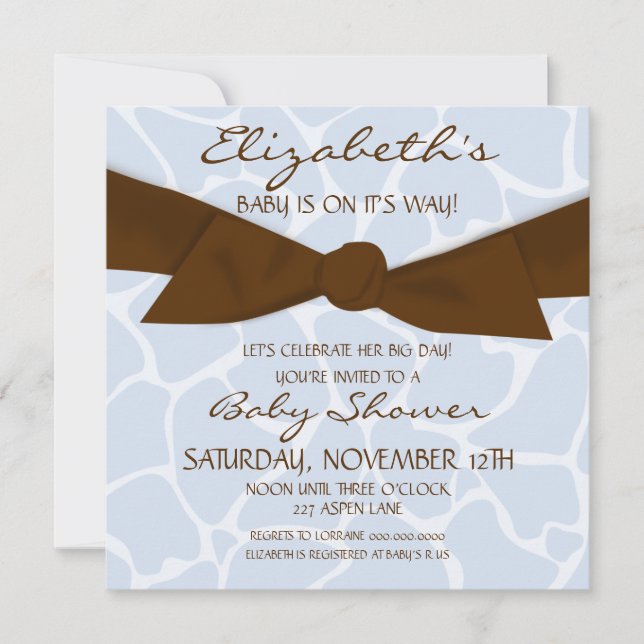 Invitation de baby shower de motif de girafe avec (Devant)