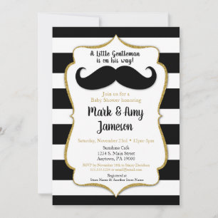 Invitation de Baby shower de moustache bandes hori