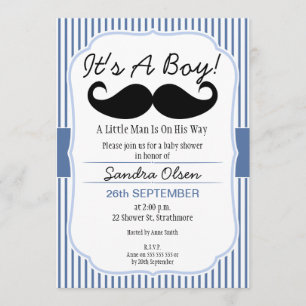 Invitation de baby shower de moustache de garçons