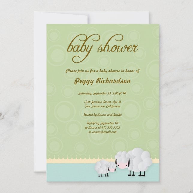 Invitation de baby shower de moutons de maman et (Devant)