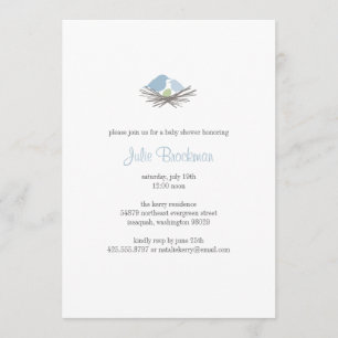 Invitation de baby shower de nid d'oiseau
