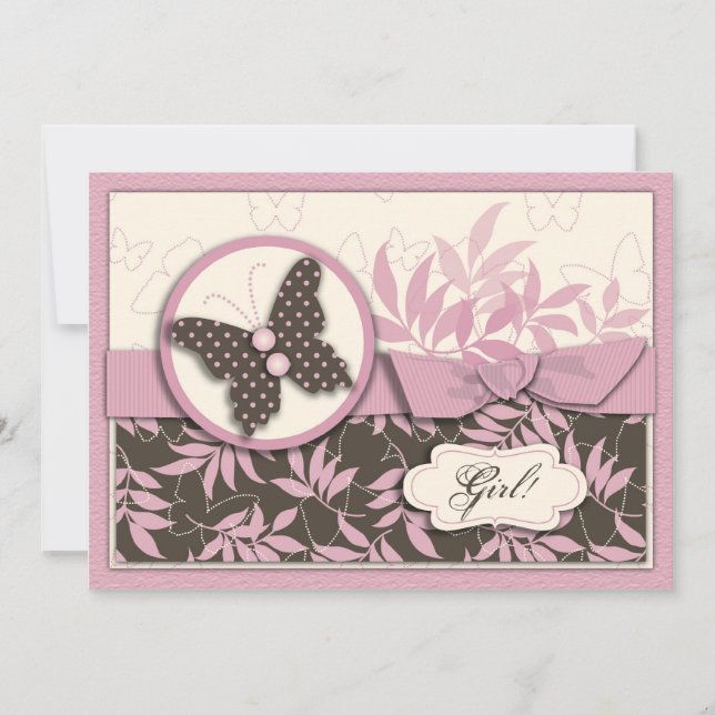 Invitation de baby shower de papillon (Devant)