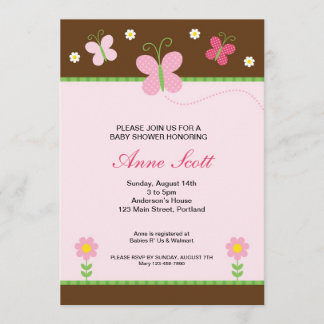 Invitation de baby shower de papillon