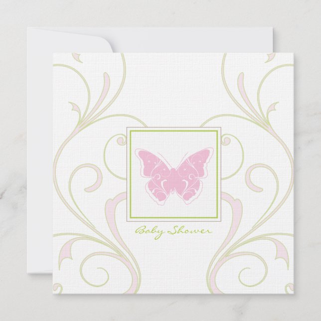 Invitation de baby shower de papillon (Devant)