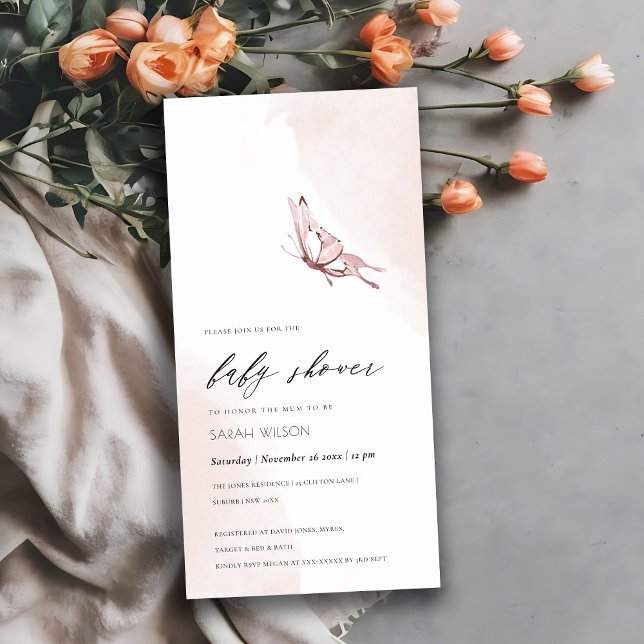 Invitation de Baby shower de papillon d'aquarelle (Créateur téléchargé)