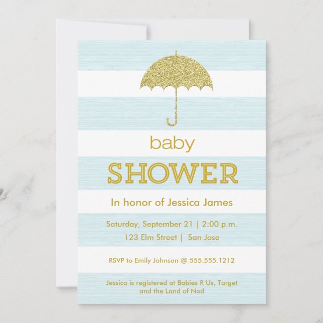 Invitation de baby shower de parapluie de parties (Devant)