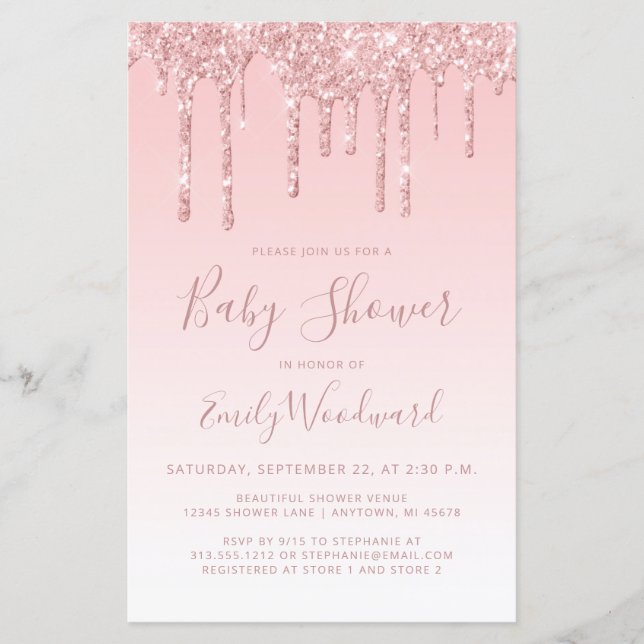 Invitation de Baby shower de Parties scintillant d (Devant)