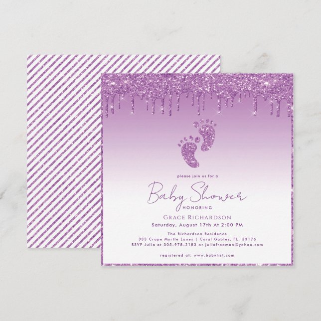 Invitation de Baby shower de Parties scintillant v (Devant / Derrière)