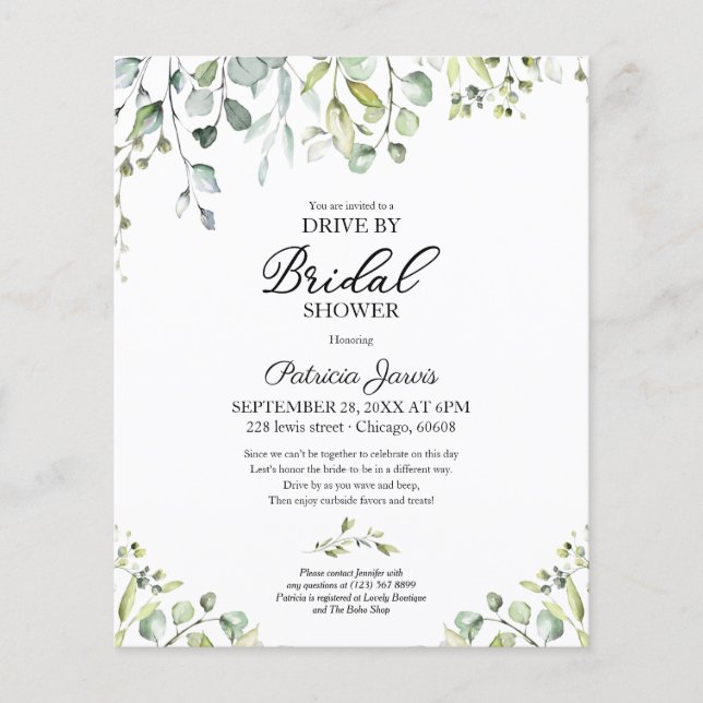 Invitation de baby shower de passage par la verdur (Devant)