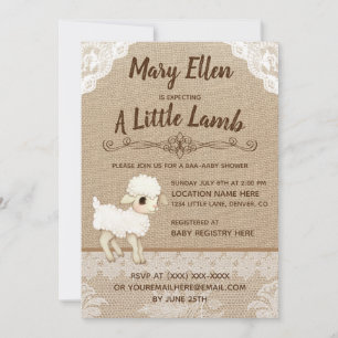 Invitation de Baby shower de petit agneau de Burla