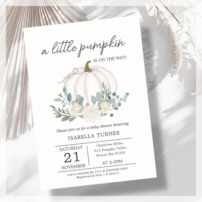 Invitation de Baby shower de petit Citrouille blan (Créateur téléchargé)