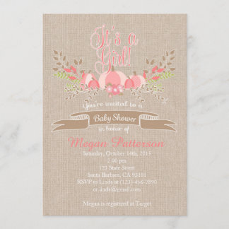 Invitation de Baby shower de petit Citrouille rose